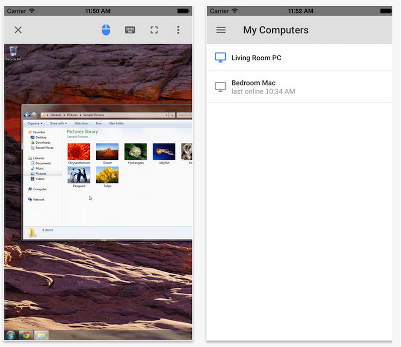 screen shot of chrome remote desktop